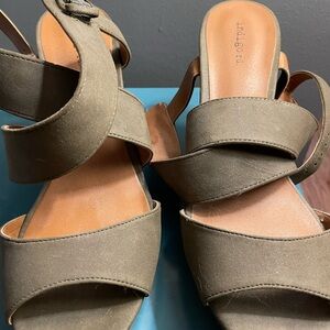 Olive green sandal wedges